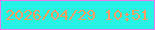 文字の大きさ：4、枠の色：ea7af3、背景の色：27f2e3、文字の色：f89b5d 無料ブログパーツのブログ時計