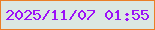 文字の大きさ：1、枠の色：ea7e27、背景の色：dbe7e2、文字の色：9c10f7 無料ブログパーツのブログ時計