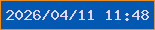 文字の大きさ：4、枠の色：ea8d26、背景の色：0358b2、文字の色：e7d4fa 無料ブログパーツのブログ時計