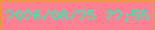 文字の大きさ：1、枠の色：ea9837、背景の色：fe8092、文字の色：19f8b1 無料ブログパーツのブログ時計