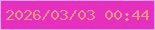 文字の大きさ：1、枠の色：eaa6e5、背景の色：e62fbe、文字の色：e0997f 無料ブログパーツのブログ時計
