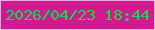 文字の大きさ：2、枠の色：eab0e0、背景の色：d21a90、文字の色：18d44a 無料ブログパーツのブログ時計