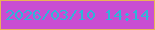 文字の大きさ：4、枠の色：eab356、背景の色：c94dd2、文字の色：2fb5d8 無料ブログパーツのブログ時計