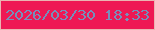 文字の大きさ：2、枠の色：eab4b2、背景の色：ee1854、文字の色：768fbb 無料ブログパーツのブログ時計