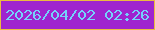 文字の大きさ：2、枠の色：eabb40、背景の色：9f24cf、文字の色：74d2fb 無料ブログパーツのブログ時計