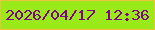 文字の大きさ：1、枠の色：eac43e、背景の色：9ae918、文字の色：7f038c 無料ブログパーツのブログ時計