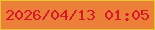 文字の大きさ：4、枠の色：eac532、背景の色：ec8038、文字の色：da1727 無料ブログパーツのブログ時計