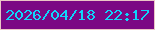 文字の大きさ：2、枠の色：eac5c6、背景の色：7b0884、文字の色：0ed6fb 無料ブログパーツのブログ時計