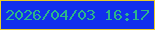 文字の大きさ：3、枠の色：eacd27、背景の色：112fed、文字の色：2cb58a 無料ブログパーツのブログ時計