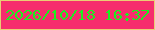 文字の大きさ：4、枠の色：eacd75、背景の色：f62d6d、文字の色：1cef20 無料ブログパーツのブログ時計
