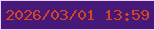 文字の大きさ：1、枠の色：eacdfe、背景の色：461878、文字の色：d54423 無料ブログパーツのブログ時計