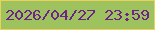 文字の大きさ：5、枠の色：ead15c、背景の色：9ec25e、文字の色：6e228a 無料ブログパーツのブログ時計