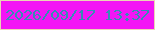 文字の大きさ：4、枠の色：ead5b5、背景の色：f315f5、文字の色：368db5 無料ブログパーツのブログ時計