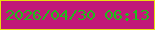 文字の大きさ：5、枠の色：eade0f、背景の色：c11878、文字の色：20bc1a 無料ブログパーツのブログ時計