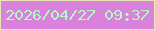 文字の大きさ：5、枠の色：eae6b3、背景の色：da81dc、文字の色：affdc2 無料ブログパーツのブログ時計