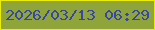 文字の大きさ：5、枠の色：eaed09、背景の色：8fa439、文字の色：3746a9 無料ブログパーツのブログ時計