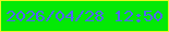 文字の大きさ：4、枠の色：eaf526、背景の色：04e906、文字の色：4e65f4 無料ブログパーツのブログ時計