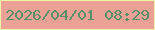 文字の大きさ：4、枠の色：eaf6a3、背景の色：eca196、文字の色：5a8f67 無料ブログパーツのブログ時計