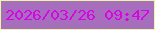 文字の大きさ：1、枠の色：eaf9a1、背景の色：a66ebd、文字の色：d406e4 無料ブログパーツのブログ時計
