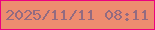 文字の大きさ：3、枠の色：eb0180、背景の色：ed8c70、文字の色：936b80 無料ブログパーツのブログ時計