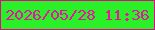 文字の大きさ：3、枠の色：eb0192、背景の色：2af127、文字の色：ed10a4 無料ブログパーツのブログ時計