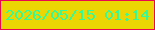 文字の大きさ：1、枠の色：eb074f、背景の色：ebd604、文字の色：34fa99 無料ブログパーツのブログ時計
