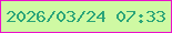 文字の大きさ：4、枠の色：eb0fcc、背景の色：cff9a3、文字の色：2ba579 無料ブログパーツのブログ時計