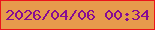 文字の大きさ：4、枠の色：eb141b、背景の色：e79a4c、文字の色：870b93 無料ブログパーツのブログ時計
