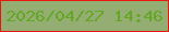 文字の大きさ：1、枠の色：eb150f、背景の色：93ad73、文字の色：63a723 無料ブログパーツのブログ時計