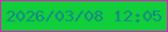 文字の大きさ：3、枠の色：eb1ac0、背景の色：11ce3b、文字の色：15878a 無料ブログパーツのブログ時計