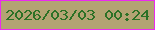 文字の大きさ：4、枠の色：eb2aef、背景の色：b3a373、文字の色：2c7126 無料ブログパーツのブログ時計