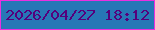 文字の大きさ：2、枠の色：eb2fe0、背景の色：2777b6、文字の色：55007c 無料ブログパーツのブログ時計
