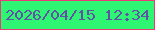 文字の大きさ：1、枠の色：eb3a7a、背景の色：2ef673、文字の色：6252a7 無料ブログパーツのブログ時計
