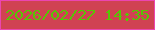 文字の大きさ：1、枠の色：eb45b0、背景の色：d04252、文字の色：56c604 無料ブログパーツのブログ時計