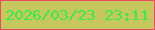 文字の大きさ：2、枠の色：eb4a64、背景の色：c6c85d、文字の色：35ec50 無料ブログパーツのブログ時計
