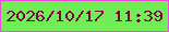 文字の大きさ：1、枠の色：eb4dda、背景の色：71ee55、文字の色：7e0247 無料ブログパーツのブログ時計