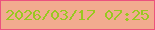 文字の大きさ：1、枠の色：eb527e、背景の色：f2ab8f、文字の色：99c820 無料ブログパーツのブログ時計