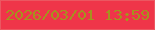 文字の大きさ：2、枠の色：eb5761、背景の色：ef3549、文字の色：a5921e 無料ブログパーツのブログ時計