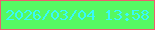 文字の大きさ：3、枠の色：eb5e6f、背景の色：55f963、文字の色：39f8fa 無料ブログパーツのブログ時計
