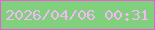 文字の大きさ：1、枠の色：eb5ed3、背景の色：81d07d、文字の色：f6b7f9 無料ブログパーツのブログ時計
