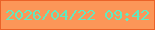文字の大きさ：1、枠の色：eb6228、背景の色：fc9658、文字の色：63e9bf 無料ブログパーツのブログ時計