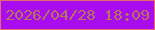文字の大きさ：3、枠の色：eb676e、背景の色：a80cef、文字の色：b3755b 無料ブログパーツのブログ時計