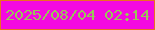 文字の大きさ：3、枠の色：eb6e21、背景の色：f409e1、文字の色：99c558 無料ブログパーツのブログ時計