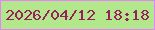 文字の大きさ：3、枠の色：eb80ff、背景の色：b3e78c、文字の色：99205f 無料ブログパーツのブログ時計