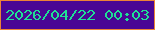 文字の大きさ：1、枠の色：eb8336、背景の色：490694、文字の色：1fde95 無料ブログパーツのブログ時計