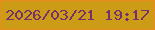 文字の大きさ：5、枠の色：eb8b1f、背景の色：cc9c16、文字の色：75306e 無料ブログパーツのブログ時計