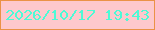 文字の大きさ：2、枠の色：eb9246、背景の色：fec8cc、文字の色：4dfad6 無料ブログパーツのブログ時計