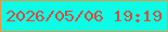 文字の大きさ：4、枠の色：eb9745、背景の色：0cfce6、文字の色：d44e3b 無料ブログパーツのブログ時計