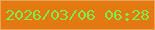 文字の大きさ：3、枠の色：eba257、背景の色：e27912、文字の色：86ea44 無料ブログパーツのブログ時計