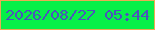 文字の大きさ：5、枠の色：ebab53、背景の色：07f048、文字の色：4b54bb 無料ブログパーツのブログ時計